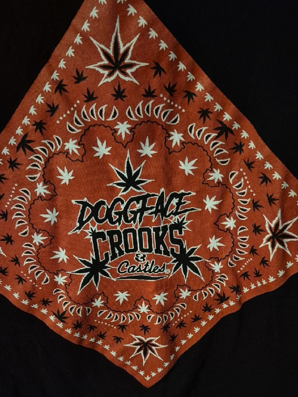 Crooks & Castles Black T-Shirt with Red Bandana Graphic
